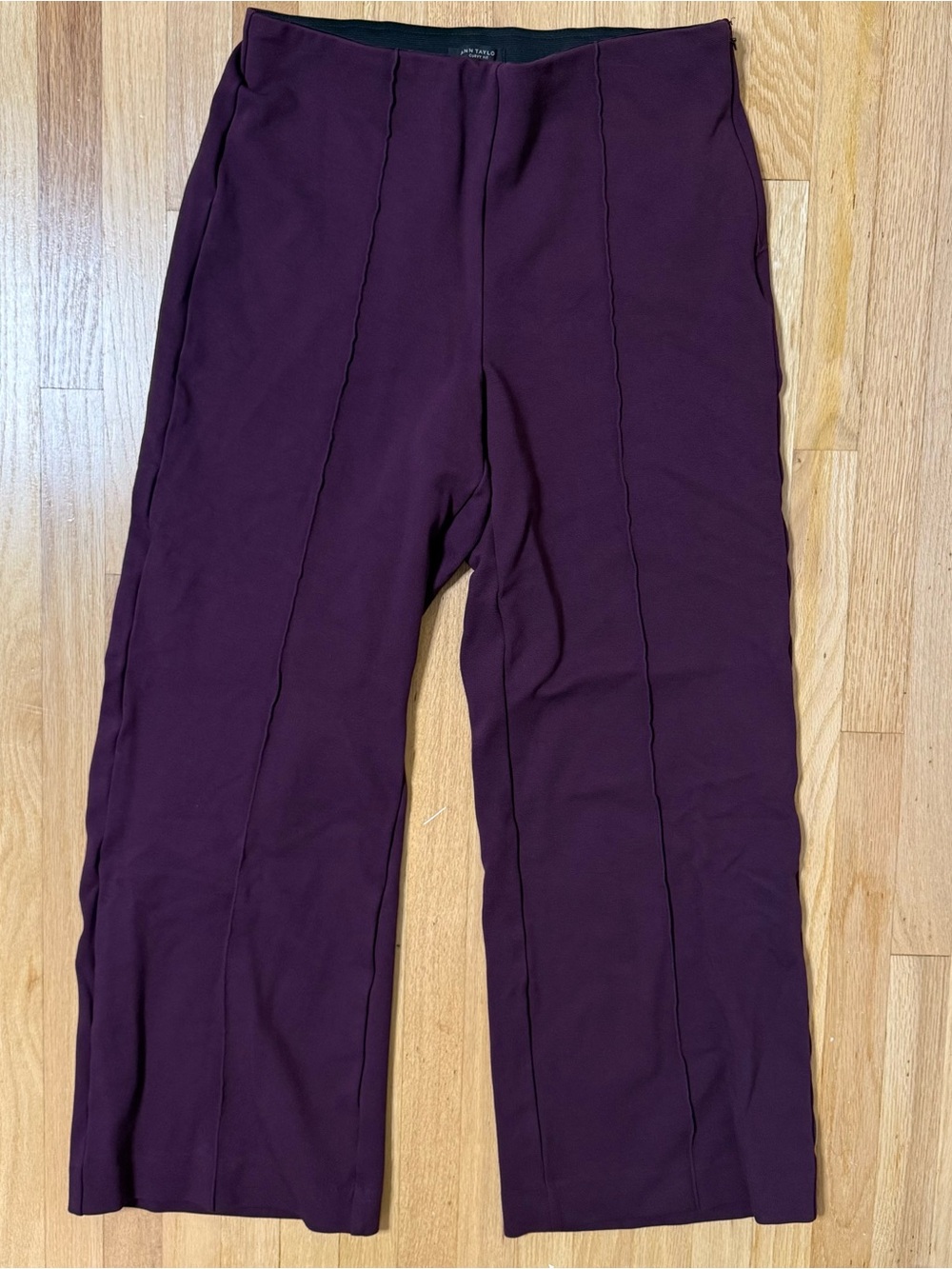 Ann Taylor Women’s 12 Plum Dark Purple Front Seam Wide Leg Dress Pants Curvy